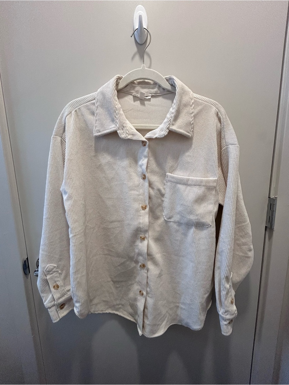 Blu Pepper Cream Corduroy Button-Up Shacket